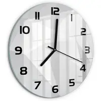 Tulup Wandklok - Abstracte achtergrond Klok Glas Met Opdruk - fi30 cm - Wit Moderne Wandklok Glas - Zwarte handen - Ronde Klok - Decoratieve Glazen Klok - Glazen Wandklok Design