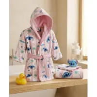 Aymax Stitch Disney Badset Kind 7-8 Jaar – Badjas met Capuchon + Handdoek 50x100 cm + Washandje | Aloha | 100% Polyester