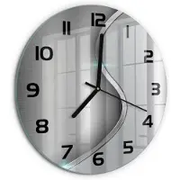 Tulup Wandklok - Metaalabstractie Gekleurde Glazen Klok - fi30 cm - Zilver Glazen Klok Met Print - Zwarte handen - Ronde Klok - Moderne Wandklok Glas - Wandklok Glas Decoratie