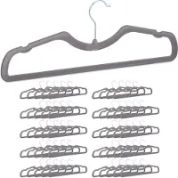 Relaxdays kledinghangers fluweel - set van 50 - ruimtebesparend - antislip - dun - grijs