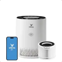 Vibrix PureFlow15 Luchtreiniger / Air Purifier – HEPA H13 + koolstoffilter – 100 m³/u – Voor kamers tot 15 m² – Ionisator – App-bediening – Zeer stil met slaapstand – Luchtkwaliteitindicator