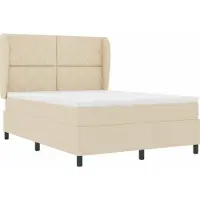 vidaXL Boxspring bed met hoofdeinde Crème 140 x 190 cm Stof