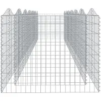 vidaXL Gabionen verhoogde border met boogvorm, 600x100x100 cm, verzinkt staal