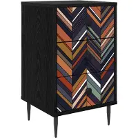vidaXL Nachtkastje OMMEN Zwart eiken 36 x 33 x 61 cm Bewerkt hout