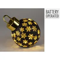 Nampook Kerstbal met led 20 cm mat zwar kerstversiering