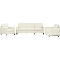 vidaXL 3-delige Loungeset fluweel crèmekleurig