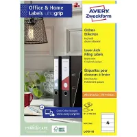 Avery Ordnerrugetiketten, 10 vel 192 x 61 mm, wit, Inkjetprinter, Laserprinter, Kleurenlaser printer, permanent klevend L4761-10 - 2 stuks
