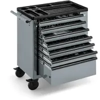 OEM Professionele gereedschapskist - werkplaats trolley met gereedschap, met 7 lades, 245 gereedschappen, 6 carbon inlegbladen - HBM Nederland, premium kwaliteit