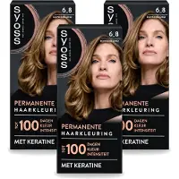 Syoss 3 x - Permanent Coloration 6-8 - Haarverf - Permanente Haarkleuring - Donkerblond - Grijsdekking - Voordeelverpakking - 3 stuks