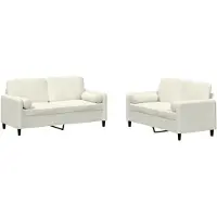 vidaXL 2-delige Loungeset met kussens fluweel crèmekleurig