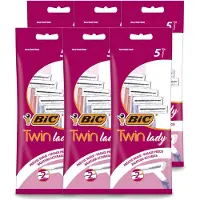 BIC 6 x - Twin Lady - Scheermesjes - Dubbel Mesje - Wegwerpmesjes - 5 Scheermesjes - Voordeelverpakking - 6 stuks