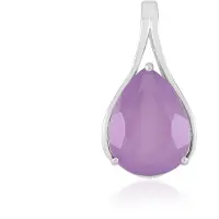 Cavill - Zilveren Hanger - 925 Sterling Zilver Gerhodineerd - Lavendel Chalcedoon 6,705 ct Peervormige Druppel - Elegante Damessieraden