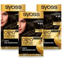 Syoss 3 x - Oleo Intense 4-50 - Haarverf - Permanente Haarkleuring - Ijzig Bruin - Langdurige Kleur - Voordeelverpakking - 3 stuks