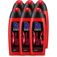 Fa 6 x - Douchegel - Attraction Force - Mannen Lichaam & Haar - Bergamot & Limoen - Verfrissend - 250 ml - Voordeelverpakking - 6 stuks