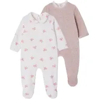 Vertbaudet Set van 2 velours babypyjama's meisje