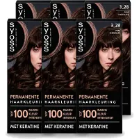 Syoss 6 x - Coloration 3-28 Pure Chocolade - Haarverf - Grijsdekking - Vermindert Haarbreuk - Voordeelverpakking - 6 stuks
