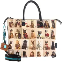 Gabs Leren handtas schoudertas G3 Plus Hand Bag Worldwide Cats Beige veelkleurig