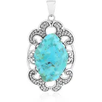 Cavill - Zilveren hanger 925 Sterling - 16,18 ct Blauwe Kingman Mohave Turkoois - Geoxideerd - Elegant Druppelvorm Fancy Cabochon