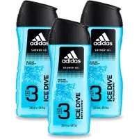 Adidas 3 x - 3-in-1 Douchegel - Ice Dive Refreshing - Marine Extract - 250 ml - Voordeelverpakking - 3 stuks