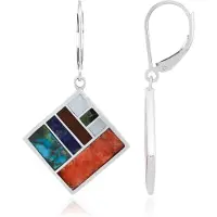 Cavill - 925 Sterling Zilveren Geoxideerde Oorbellen - Oranje Oester & Edelstenen 7,57 ct - Baguette Slijpsel - Kleurrijk, Licht