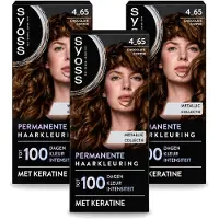 Syoss 3 x - Permanent Coloration 4-65 - Haarverf - Permanente Haarkleuring - Chocolate Copper - Grijsdekking - Voordeelverpakking - 3 stuks