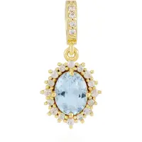 Cavill - Zilveren hanger verguld met Braziliaanse aquamarijn 0,923 ct - 20 Cambodjaanse zirkonia 0,346 ct - Elegante ovale prong-zetting hanger