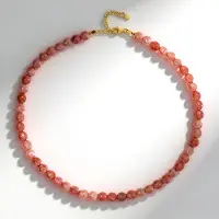 Cavill - Zilveren Halsketting - 925 Sterling Zilver Verguld - 143,928 ct Mystieke Roze Agaat - Verstelbaar - Elegante Damesketting