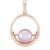 Cavill - Roségoud Vergulde 925 Sterling Zilveren Hanger - 8,5 mm Paarse Ming Parel - Elegante Ronde Parel - Sieraden Dames