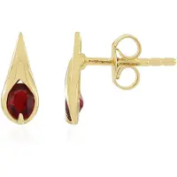 Cavill - Zilveren Oorbellen 925 Sterling - 0,444 ct Tanzania Robijn Ovaal - 18K Goud Verguld - Elegante Rode Edelsteen - Melo Essence