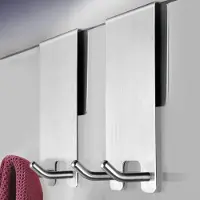 Famanu – Handdoekhaken, 2 stuks, douchehaken zonder boren, roestvrij stalen handdoekhouder, douchewand voor handdoek en douchewisser, haak douchewand met rubberen pads voor glasdiktes 6-12 mm