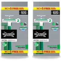 Wilkinson 2 x - Wegwerpscheermesjes - Extra Essential 2 Sensitive - Zacht - 15 mesjes - Voordeelverpakking - 2 stuks