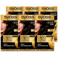 Syoss 6 x - Oleo Intense 2-10 - Haarverf - Permanente Haarkleuring - Bruinzwart - Langdurige Kleur - Voordeelverpakking - 6 stuks