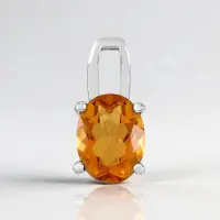 Cavill - Zilveren Hanger met Oranje Kwarts 1,648 ct - 925 Sterling Zilver Platina Gecoat - Ovaal Slijpsel - Braziliaanse Edelstenen Sieraden Dames