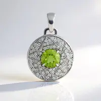 Cavill - Elegante Zilveren Hanger met 1,197 ct Peridoot Rond en 77 Zirkonia's - 925 Geplatineerd Zilver - Frisse Groene Sieraad