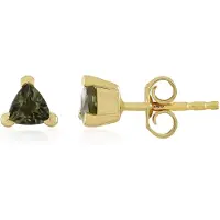 Cavill - 925 Sterling Zilver Oorbellen - 18K Goud Verguld - Moldaviet Trilliant 0,322 ct - Groene Edelsteen - Stijlvol & Elegant