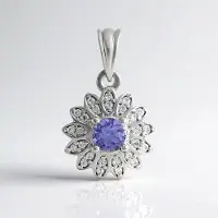 Cavill - Zilveren Hanger met 0,38 ct Rondgeslepen Tanzaniet en 26 Zirkonen - 925 Sterling Zilver Platina - Elegante Sieraad