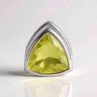 Cavill - Hanger 925 Sterling Zilver Platina - 3,438ct Ouro Verde Kwarts Triljant - Bezel Zetting - Braziliaanse Groene Edelsteen