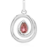 Cavill - Hanger 925 Sterling Zilver met Palladium - Peervormige Roze Braziliaanse Toermalijn 0,323 ct - Elegant Dubbel Gebogen Design