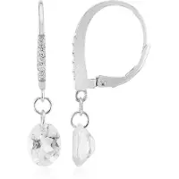 Cavill - Elegante Oorbellen - 925 Sterling Zilver Gerhodineerd - Witte Ovale Topaas 3,53 ct & Zirkonia 0,16 ct - Dames Sieraden