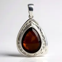 Cavill - Zilveren Hanger - 925 Sterling Zilver Gerhodineerd - Mexicaanse Vuuragaat 5,11 ct - Druppelvormige Fancy Cabochon - Stijlvol Robuust Sieraad