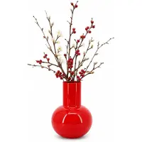 Floran Design bloemenvaas Clarice - rood - glanzend glas - 20 x 24 cm - glazen vazen - sierlijk - boeketten