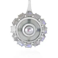 Cavill - Zilveren Hanger dames - 925 Sterling Zilver Gerhodineerd - Witte Zoetwaterkweekparel 6mm - Blauwe Chalcedoon 4,95ct - Luxe elegantie