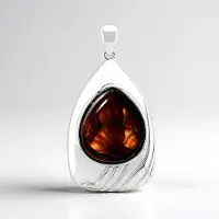 Cavill - Vuuragaat Hanger 925 Sterling Zilver - 6,4 ct Mexicaanse Vuur Agaat - Druppelvormige Cabochon - Elegante Gerhodineerde Zilveren Dameshanger