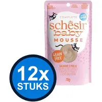 Schesir 12x Baby Kitten Mousse - Zalm & Kip - Kattenvoer Natvoer - 70g