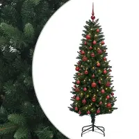 vidaXL - Kunstkerstboom - met - Ballen - 120 - cm - 150 - LED's - Warmwit - PE - en - PVC