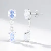 Cavill - Zilveren Oorbellen - 925 Sterling Zilver Gerhodineerd - Maanblauwe Braziliaanse Kwarts 4,509 Ct - Elegant Antiek Minimalistisch