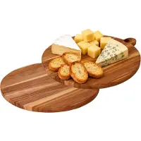 Excellent houseware Keuken snijplank - 2x - Dia 40 cm - teak hout - serveerplank - broodplank - tapas - hapjes - rond