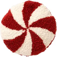 Textino CANDY-POP - sierkussen Ø36 cm - rond - bouclé - rood, wit