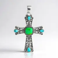 Cavill - Zilveren Hanger 925 Sterling - Kingman Mohave Turkoois 2,94 ct - Antiek Kussen Cabochon - Handgemaakte Sieraden Blauw Groen