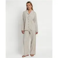 Admas Dames Pyjama Open Lange Mouw – Ecru - S